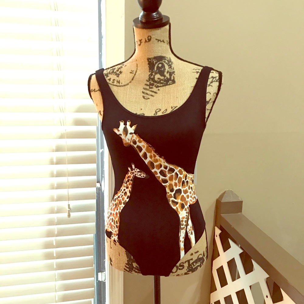 Onia Black Kelly Giraffe One Piece Swimsuit NEW 🦒